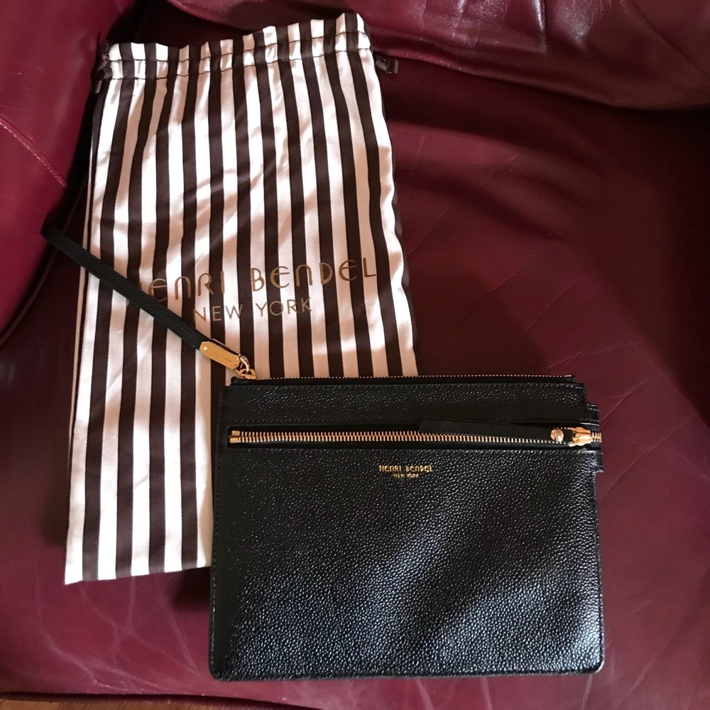 Henry Bendel wristlet- Black with gold hardware